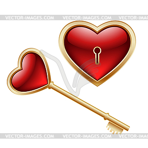 Key and heart - vector clip art