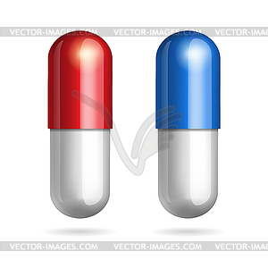 Blue and red pills - vector image