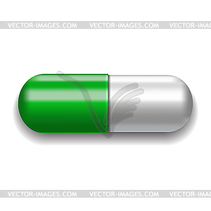 Green and white pill - vector image