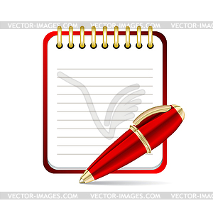 Pen and notepad icon - vector image