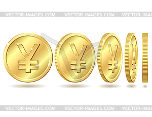 Golden coin with yen sign - vector image