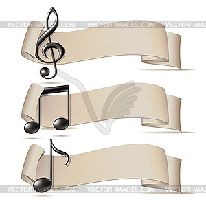 Set of banners with music icons - vector clipart