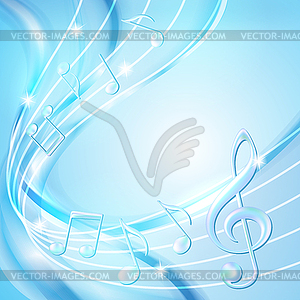 Blue abstract notes music background - vector clip art