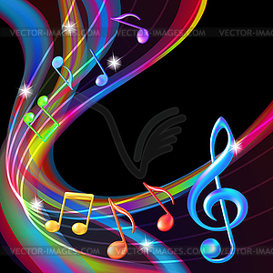Colorful abstract notes music background - vector clip art