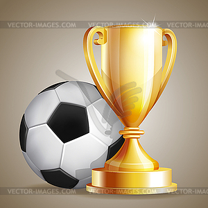 Gold cup with football ball - vector clipart