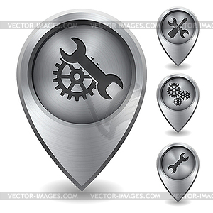 Technology map pointer with metal texture - vector clipart / vector image