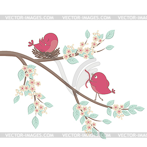 Birds family in love.  - vector image