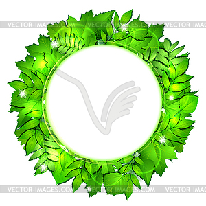 Fresh green leaves border - vector image