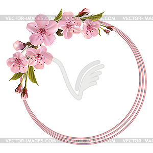 Spring background with pink cherry flowers - vector clipart