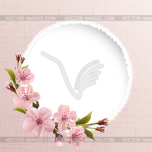 Spring background with pink cherry flowers - vector clipart / vector image