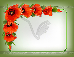 Red poppies floral frame - vector clipart