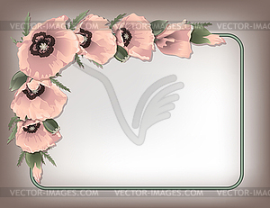 Pink poppies floral frame - vector clipart