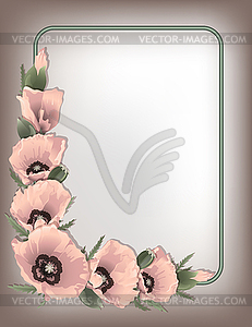 Pink poppies floral frame - color vector clipart
