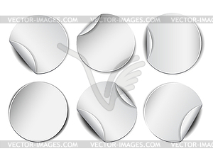Set of white round promotional stickers - vector clipart