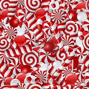 Seamless background with red and white candies - royalty-free vector clipart