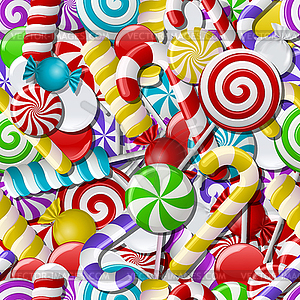 Seamless background with colorful candies - vector image