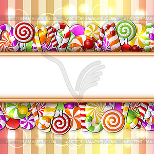 Sweet banner with colorful candies - vector image