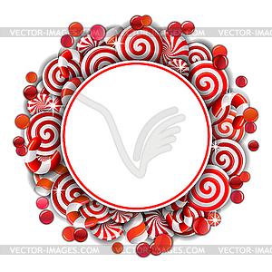 Рамка с красными и белыми конфет - векторизованный клипарт