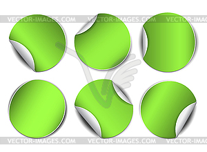 Set of green round promotional stickers - vector clipart