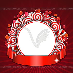 Frame with red and white candies - vector clipart