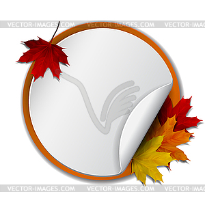 Round banner with autumn leaves - color vector clipart