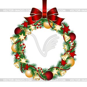 Christmas wreath decoration - vector clip art