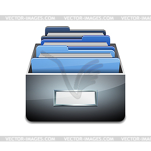 File Cabinet with Documents - color vector clipart