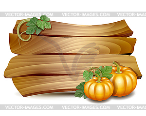 Thanksgiving card with pumpkins - vector image