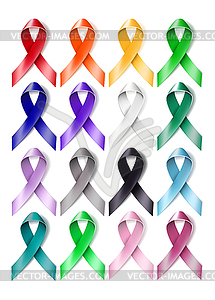 Colorful awareness ribbons - vector clip art