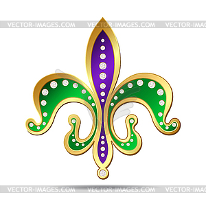 Golden, purple and green fleur-de-lis - vector image