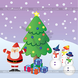 Merry Christmas with Santa Claus - vector clipart