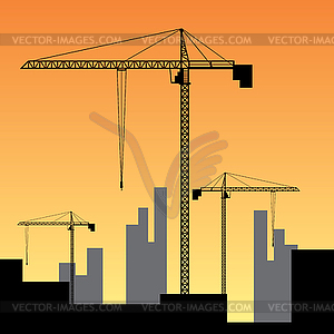 Construction site on sunset - stock vector clipart