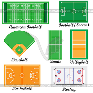 Set of fields for sport games - vector image