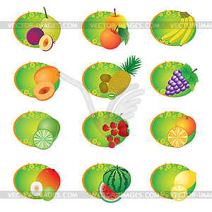 Set of icons with fruits - vector image