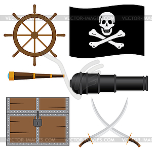 Set of pirate`s icons - vector image