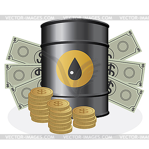 Нефть с деньгами - векторный клипарт