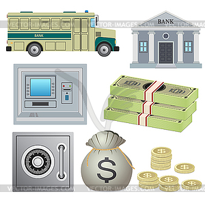 Set of bank objects - vector clip art