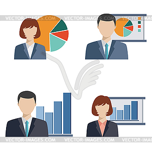 Business people doing presentation - vector clip art