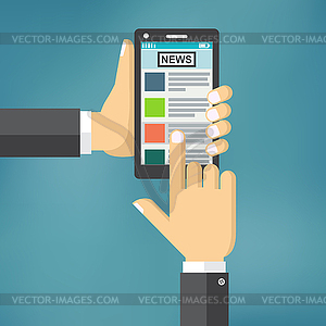 News app on smartphone screen - vector image