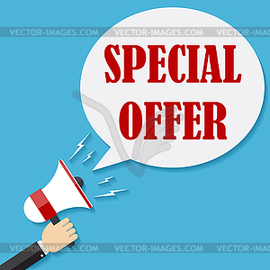 Megaphone with text Special Offer - vector clipart