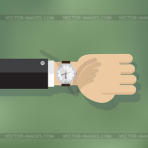 Human hand with watch - vector clipart