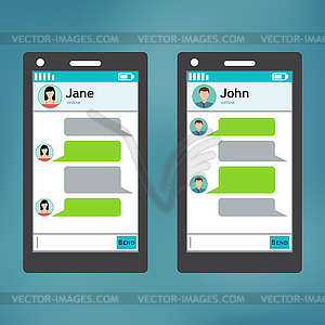 Smartphone chatting sms template bubbles - vector image