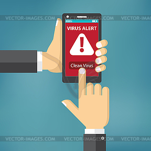 Virus on mobile phone concept - royalty-free vector image