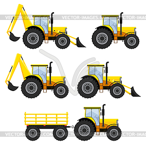 Set of vehicles and tractors - vector clipart