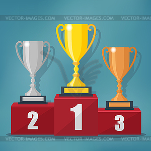 Gold, Silver and Bronze Trophy Cup - vector clip art