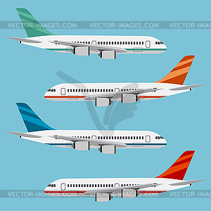 Set of colorful flat airplanes - vector clipart