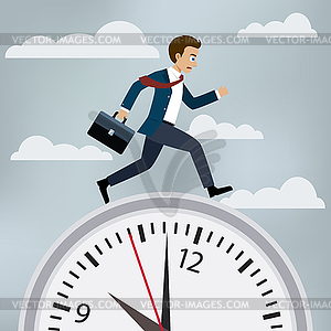 Man in suit runs to work - vector image