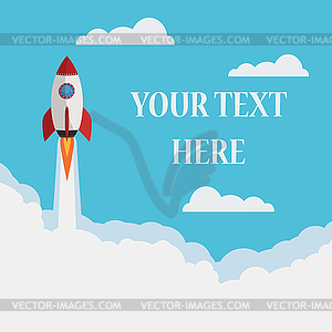 Startup of space rocket - royalty-free vector clipart