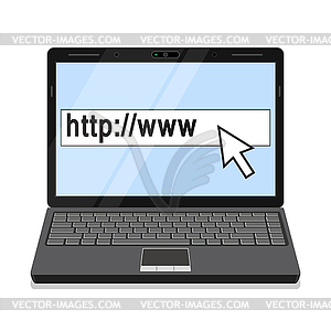 Laptop connected to internet - vector clipart