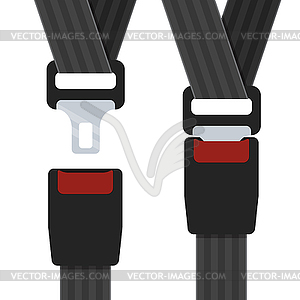 Open and closed seatbelt - vector clipart